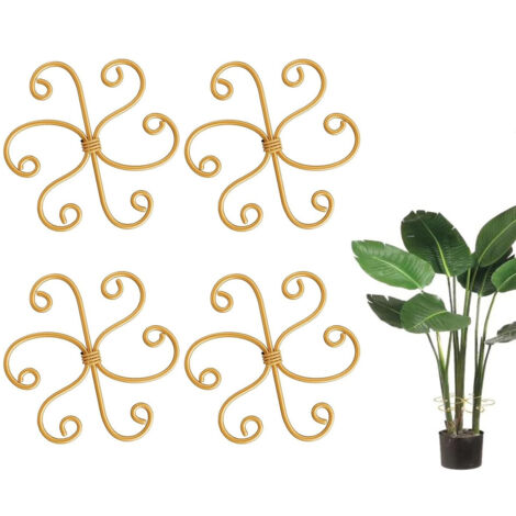 4 Pieces Climbing Plant Stake – Iron Support, Adjustable Rod with Unique Design to Promote Growth of Small and Medium Climbing Plants, Gold (1/5)