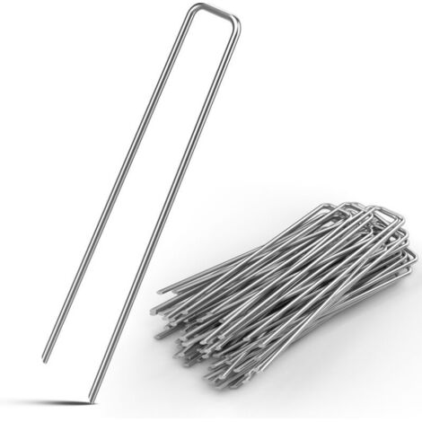 50 Fastening Clamps, Galvanized Steel, H15 cm × L3 cm – Pegs for Securing Pipe, Tarp, Net, Garden Cloth (1/5)