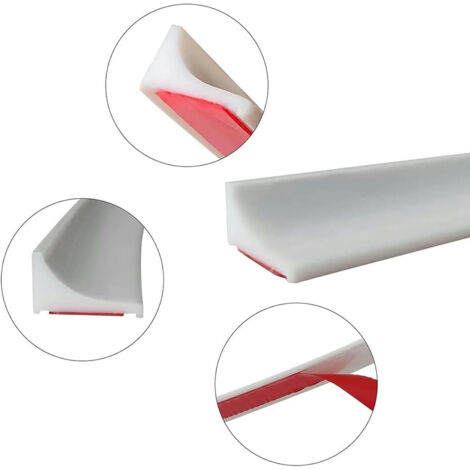 200 cm Shower Barrier Made of TPE, Self-Adhesive Anti-Overflow Shower Threshold, Water Barrier, Foldable Shower Barrier for Bathroom Floor, White (1/5)