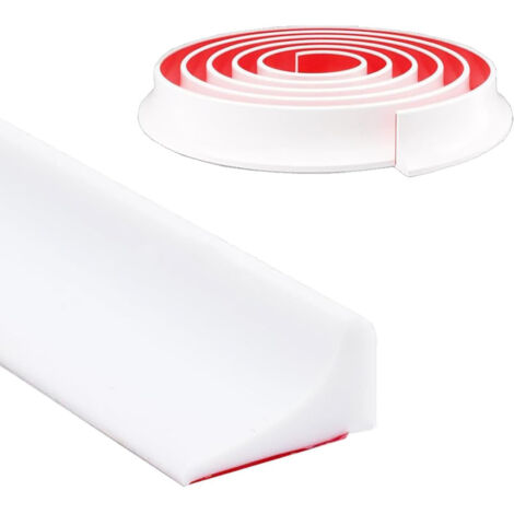 300 cm Shower Barrier Made of TPE, Self-Adhesive Anti-Overflow Shower Threshold, Water Barrier, Foldable Shower Barrier for Bathroom Floor, White (1/5)