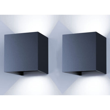 2-pack LED wall lights 6 W – Modern aluminum – White 6000 K – Glare-free – For indoor use: living room, bedroom, bathroom, kitchen – Black (1/5)