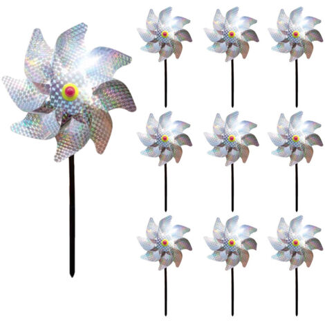 Reflective windmill bird repellent – 10-piece set – Weatherproof PVC material – Effective even in light wind (1/5)