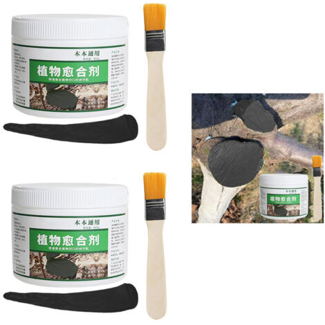 2 Pack Tree Wound Sealant 500g, Pruning Paste with Brush, Black (1/5)
