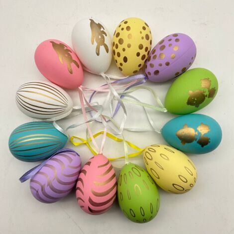 12 Hanging Easter Eggs – Colorful Garden & Tree Decoration