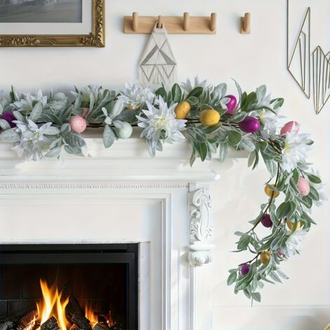 Easter Garland 180cm – Egg Flower Decoration for Fireplace Window Party (1/5)