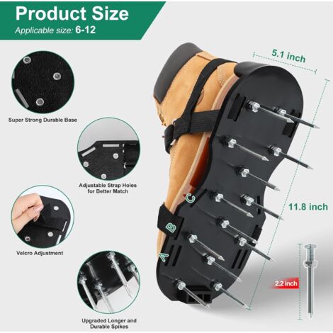 Lawn Aerator Shoes – Reinforced 2.2-Inch Spikes, Lawn Aeration with ...