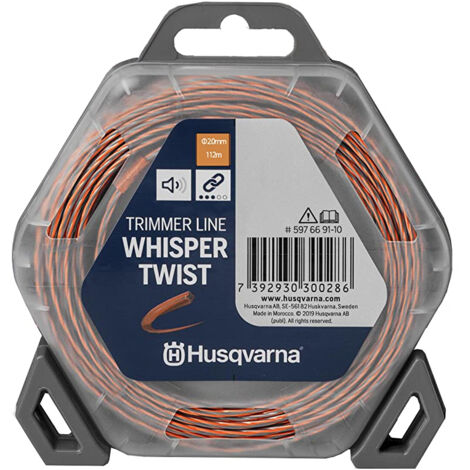 Husqvarna – Fil de coupe pour débroussailleuses et coupe-bordures – Profil torsadé aérodynamique – 2,0mm x 112m – Réduction du bruit