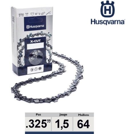 Husqvarna – Chaîne tronçonneuse 38 cm 325 058 64 dents – Coupe nette pour bois dur – 585639564