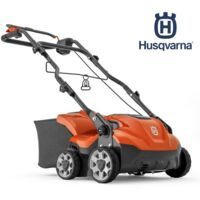 Husqvarna – Scarificateur électrique 2-en-1 1 600 W – Largeur de travail 38 cm – Réglage centralisé de la profondeur – Poignée pliable pour rangement facile