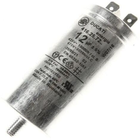 Condensateur permanent 12 µF 450 V pour moteur monophasé – Démarrage et maintien du couple – Compatible électroménager – 416257229 (1/3)