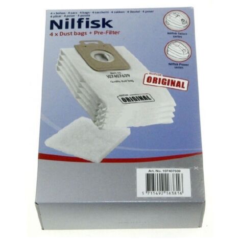 Lot de 4 sacs aspirateur en microfibre – Compatible Nilfisk – Filtration optimale pour poussières fines – Pour modèles Power Allergy et Power Cleaner