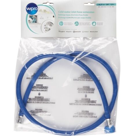 Wpro – Rallonge flexible pour tuyau d'arrivée d'eau 1,5m – Mâle/Femelle – Embouts Ø20/27 mm – Pression 60 BAR – Pour lave-linge/lave-vaisselle