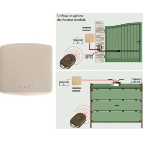 Somfy – Récepteur radio pour motorisation 1841022 – Étanche IP44 – 2 canaux – Fréquence 433,42 MHz – Compatible avec émetteurs RTS