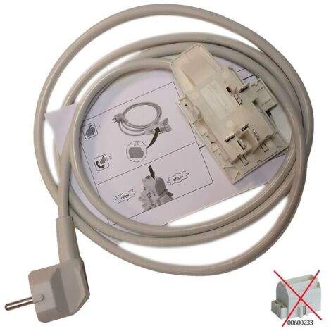 Câble d'alimentation pour lave-vaisselle – Compatible Bosch, Siemens, Neff, Gaggenau – Sans condensateur antiparasites – Référence 00498261 (1/3)