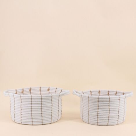 Set de 2 paniers en corde beige avec poignées 27x16cm (1/5)