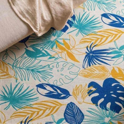 Tapis à franges en tissu motifs tropical 60x90cm (1/5)