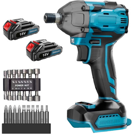 Avvitatore a impulsi a batteria Dewalt da 18 V con 2 batterie, fino a 2300 in-lb, senza spazzole, leggero e potente, con luce LED.