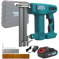 Chiodatrice a batteria compatibile con batteria da 18 V, chiodatrice/graffettatrice 2 in 1 con 1000 chiodi per la lavorazione del legno e dei rivestimenti.