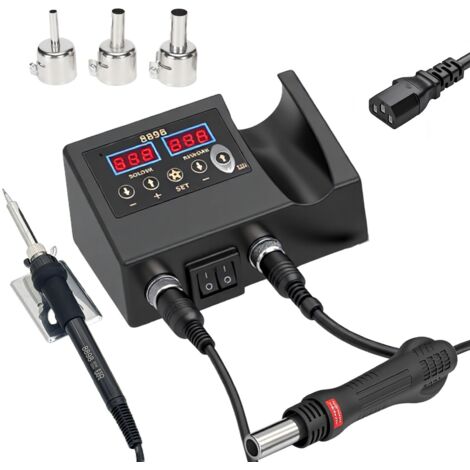Estación de soldadura digital LED 2 en 1 de 750 W con pistola de aire caliente, soldador eléctrico para soldar teléfonos (8898 SET1)