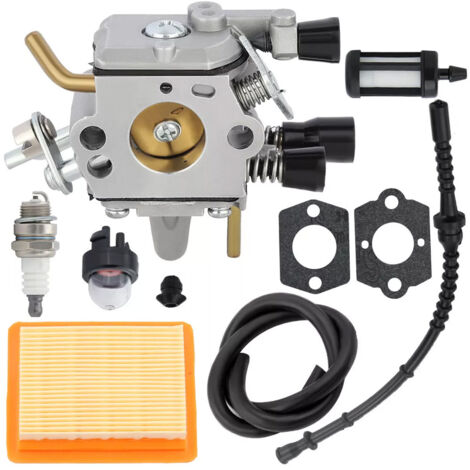 Vergaser mit Luftfilter, Zündkerze und Kraftstoffleitung für Stihl Freischneider FS120, FS200, FS250, FS300, FS350 und HT250 (Zama C1Q-S162)