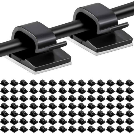 100 Stück selbstklebende Kabelclips, Kabelmanagement-Halter, Kabelorganisator aus Kunststoff, Kabelclips zur Kabelbefestigung, Schwarz