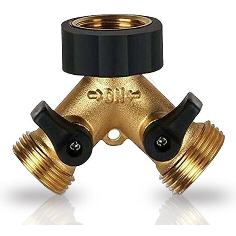 Messing-Y-Verteiler, 2-Wege, für Gartenschläuche, Doppelwasseranschluss für Waschmaschinen, 3/4 Zoll, zum Anschluss von 2 Geräten – verschiedene Farben