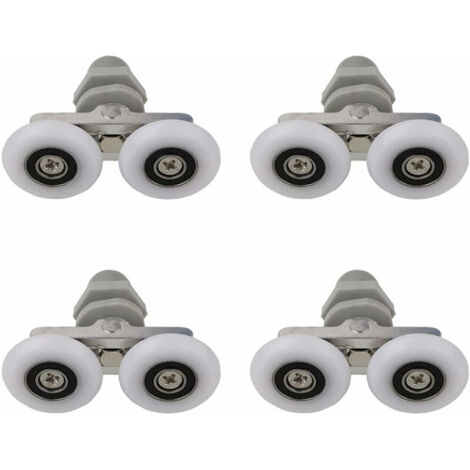 Doppelte Duschtürrollen, Duschtürrollen, Schiebetürrollen für Duschen, Ersatzrollen für Badezimmerduschen, Badezimmer-Ersatzteile, 19 mm, 4 Stück (1/5)