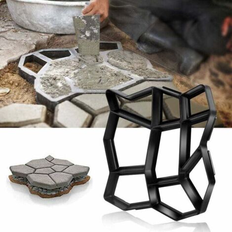 Schwarze Betonform, DIY-Schalungsform, Gipsform aus Kunststoff, Betonpflasterform, Pflastermuster für Gehwege, Trittsteine, Garten, Rasen, Laufwege