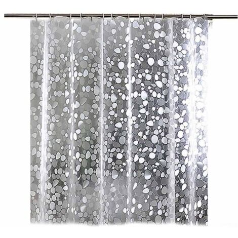 EVA-Duschvorhang, wasserdicht und transparent mit rostfreien Ösen, geeignet für moderne Badezimmerausstattung, 180 x 180 cm (Kieselfarbe)