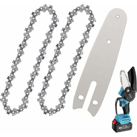2-teilige Kettensägenkette, Hartmetallkette, Lithium-Kettenführungsschiene (4" + Kette)
