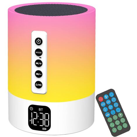 Bluetooth-Lautsprecher mit Wecker und Nachtlicht, Touch-Nachttischlampe mit Weißrauschgenerator, Bluetooth-Lautsprecher mit Nachtlicht für Kinder, beleuchteter Wecker, Geschenkidee für Teenager, Kinde (1/5)