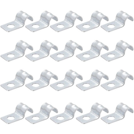 20 Stück Befestigungselemente zur Sicherung von starren Zaunrohren, Gurtklemmen, verzinkter Kohlenstoffstahl für Rohre mit 21 x 10 x 7 mm und 6 mm Innendurchmesser
