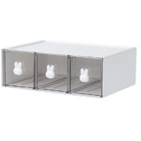 Schubladenorganizer fürs Büro, Kosmetikdisplay, Organizer für Bürobedarf, unverzichtbar für den Arbeitsplatz – W1843 Hasenohrgriff – Hohe Ausführung mit 3 Schubladen