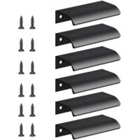 Schwarze Türgriffe, verdeckte Schubladen, modernes, minimalistisches Design, hochwertige Schränke, stoßfest, verlängerte integrierte Türgriffe.