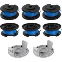 6er-Pack Ersatz-Trimmerfadenspulen für Ryobi One+ RAC124, AC14RL3A, OLT1823 und OLT1832 (18 V, 24 V, 40 V), 6 Trimmerfadenspulen, 2 Endkappen, 3,4 m Länge, 1,65 mm Durchmesser