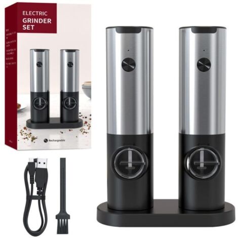 Elektrische Salz-/Pfeffermühle 2er Set mit USB-Aufladung, LED-Ind