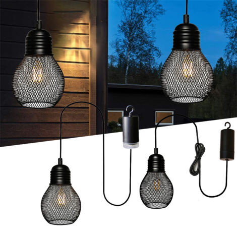 Set di 2 lampade decorative da giardino a LED vintage Luci d'atmosfera, a batteria, luce calda/con telecomando