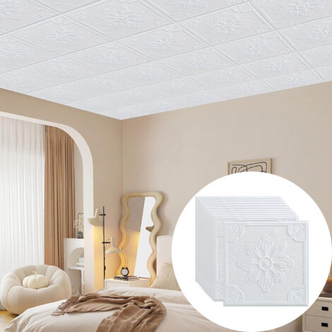 LZBARGON 20 Azulejos de Techo de Espuma – Paneles de Pared con Aislamiento Acústico (Resistentes al Agua y sin Adhesivo) para Sótanos, Dormitorios y Salas de Estar