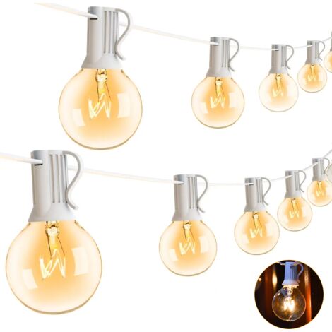 Catena luminosa da esterno da 7,6 m, luce da giardino, con 25+2 lampadine al tungsteno G40, catena luminosa decorativa natalizia, impermeabile IP44