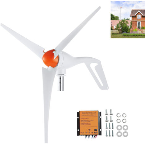 Generatore Eolico, Turbina Eolica 12V, Generatore di Corrente con Regolatore MPPT — Ideale per Camper, Abitazioni e Aziende Agricole (500W, 3 Pale)