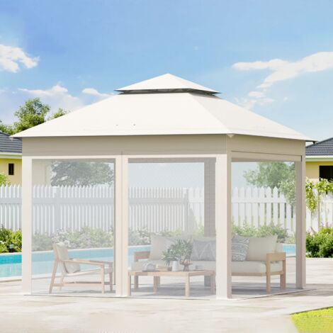 Gazebo pieghevole 3 m x 3 m, tenda da giardino con zanzariera, pergola da esterno regolabile in altezza, protezione UV con borsa per il trasporto (1/5)