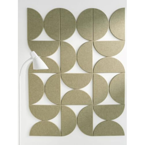 Confezione da 12 pannelli fonoassorbenti in cotone semicircolari moderni e semplici, decorazione murale in feltro, verdi, retro adesivo 30 cm x 15 cm