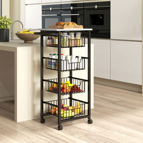Tavolino laterale multifunzionale per cucina, carrello contenitore su ruote, tavolino d'appoggio per soggiorno (1/5)