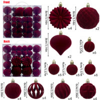 Set di 48 palline decorative in plastica per albero di Natale, decorazioni fai da te per Capodanno, palline natalizie, rosso vino
