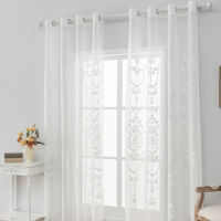 Tende in lino e cotone testurizzato, un pezzo, in tulle ricamato, per la decorazione di finestre di camera da letto e soggiorno, 132x213 cm