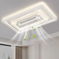 Ventilatore da soffitto senza pale di grandi dimensioni con lampada, Plafoniera a LED da 140 W con telecomando, 3 temperature di colore, 105cm x 65cm