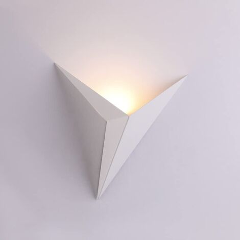 NICOLA Aplique triangular de estilo moderno, aplique LED para mesita de noche para dormitorio, lámpara de tocador minimalista, blanco, luz blanca. (1/5)