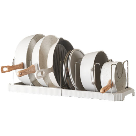 Escurridor telescópico sencillo para tazones, tapas de ollas y repisa multifuncional para encimera de cocina.