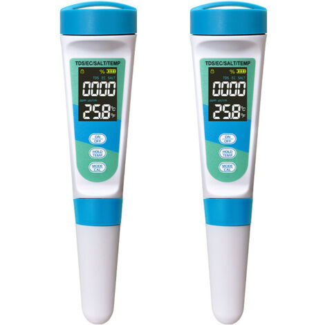 Analizador de calidad del agua multifuncional NICOLA 4 en 1 (2 unidades), sensor de alta precisión, pantalla LCD, ideal para piscinas, 17 x 3 x 1,5 cm