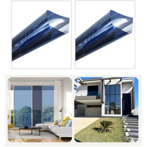 NICOLA Juego de 2 pegatinas decorativas de pared para ventanas, decoración de interiores, protección UV, azul oscuro y plateado, 45 cm x 1 m